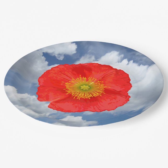 Only a Poppy Blossom + your text & ideas Paper Plate (Angled)
