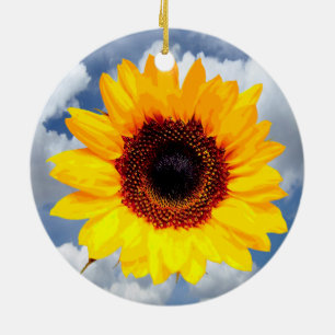 Only a Sunflower Blossom + your text & ideas Ceramic Ornament