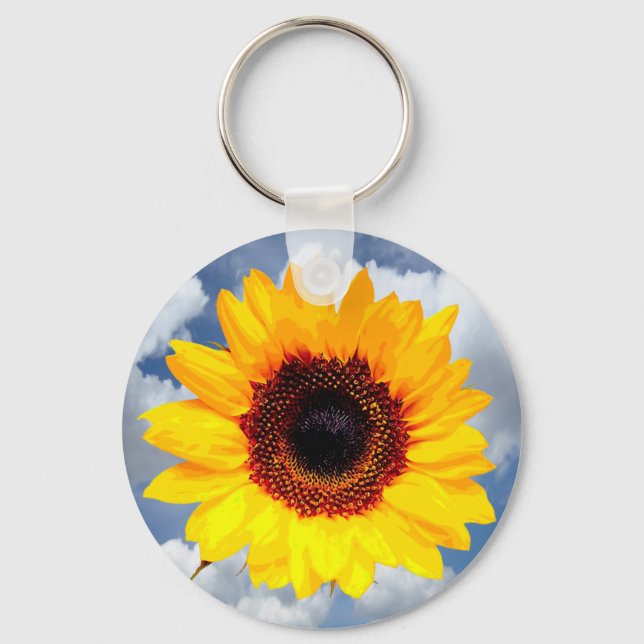 Only a Sunflower Blossom + your text & ideas Keychain (Front)