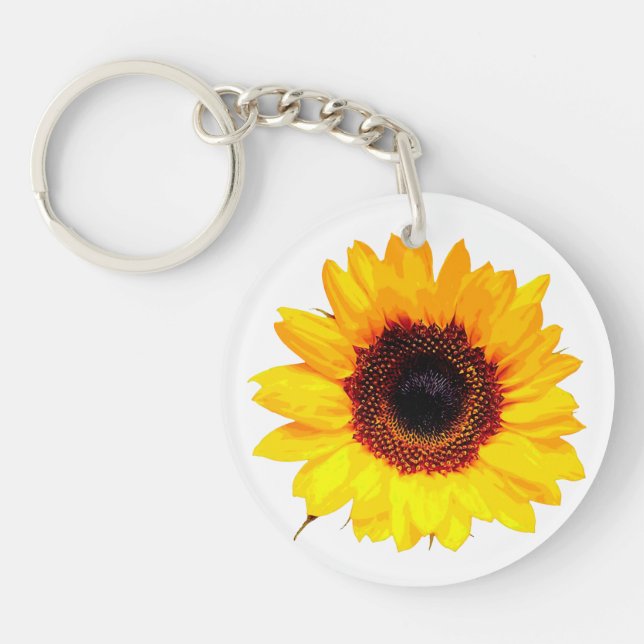 Only a Sunflower Blossom + your text & ideas Keychain (Front)
