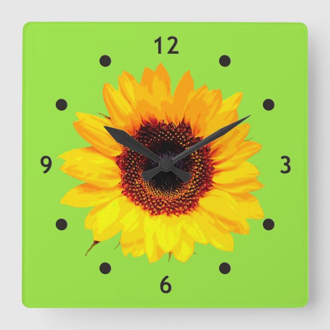 Only a Sunflower Blossom + your text & ideas Square Wall Clock (Front)