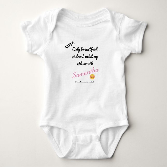 Only breastfeed baby bodysuit (Front)