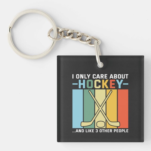 Only Care About Hockey Keychain (Front)