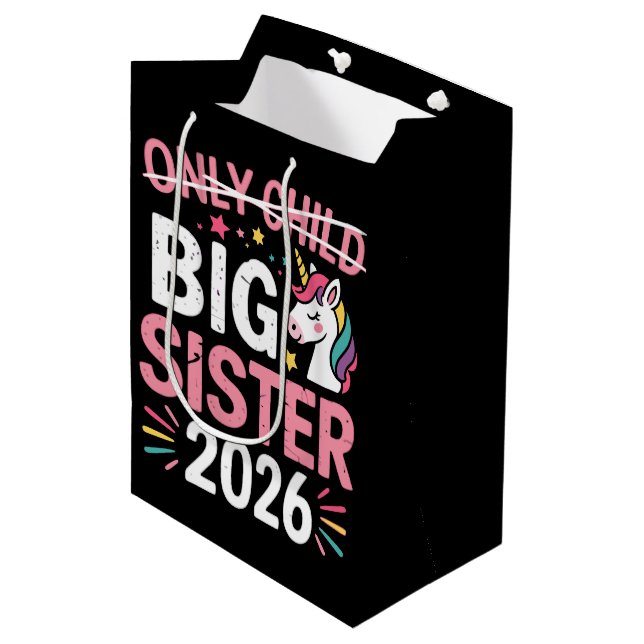 Only Child Crossed Out Big Sister 2026 Pregnancy  Medium Gift Bag (Front Angled)