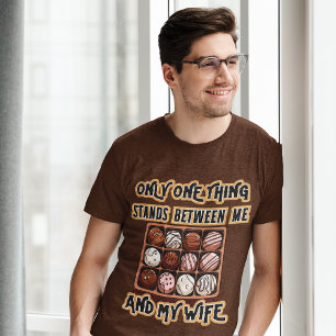 Only Chocolate Stands Between Funny Graphic Men's T-Shirt