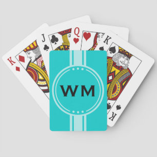ONLY COLOR / BUTTON BANNER white + monogram Playing Cards