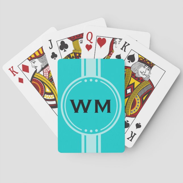 ONLY COLOR / BUTTON BANNER white + monogram Playing Cards (Back)