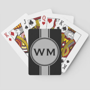 ONLY COLOR / BUTTON BANNER white + monogram Playing Cards