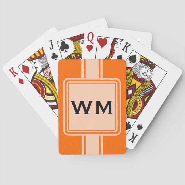 ONLY COLOR / BUTTON BANNER white + monogram Playing Cards (Back)