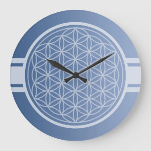 ONLY COLOR gradients blue - flower of life Large Clock