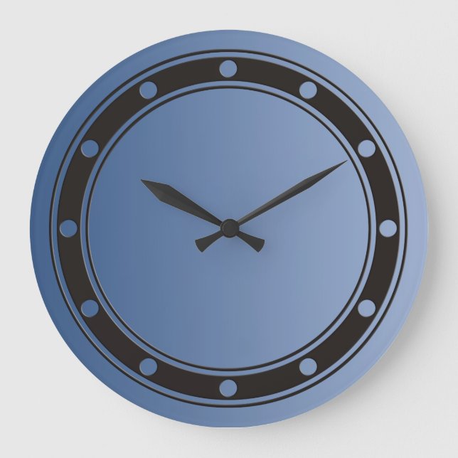 ONLY COLOR gradients blue - rings & dots black Large Clock (Front)