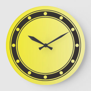 ONLY COLOR gradients lemon - rings & dots black Large Clock