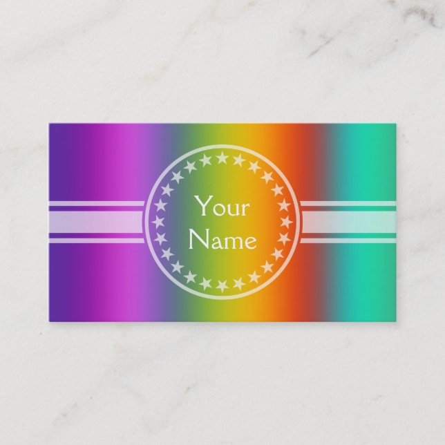 ONLY COLOR gradients - multi colour + your text Business Card (Front)