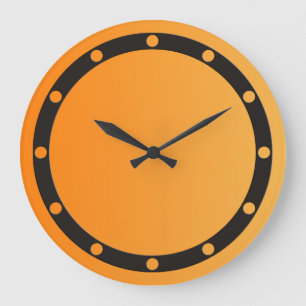 ONLY COLOR gradients orange - ring & dots black Large Clock