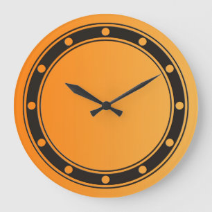 ONLY COLOR gradients orange - rings & dots black Large Clock