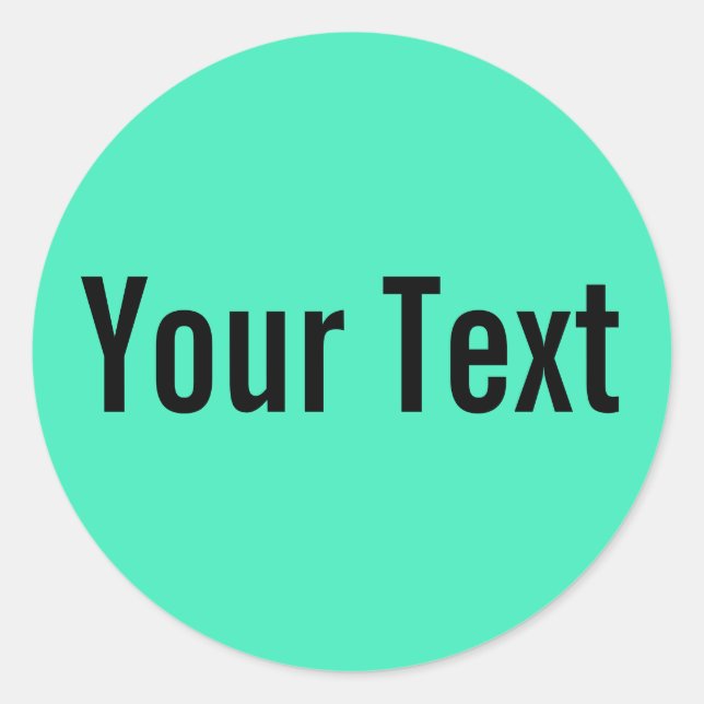 ONLY COLOR | mint + your text Classic Round Sticker (Front)