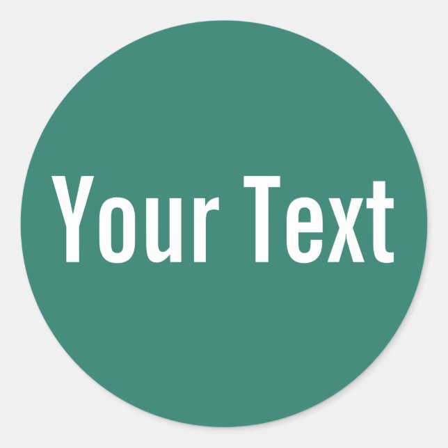 ONLY COLOR | ocean green + your text Classic Round Sticker (Front)