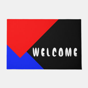 ONLY COLOR STRIPES - royal blue red + your backg. Doormat