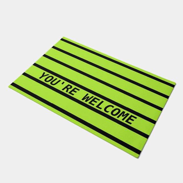ONLY COLOR STRIPES - spring green + your backg. Doormat (Angled)