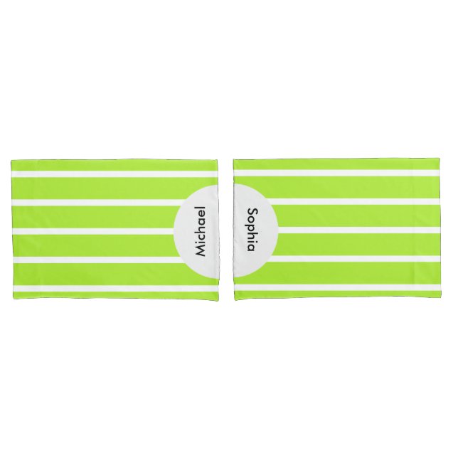 ONLY COLOR STRIPES - spring green + your backg. Pillowcase (Front-Set)