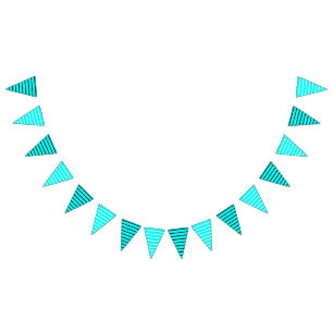 ONLY COLOR STRIPES - turquoise + your colour & Bunting Flags