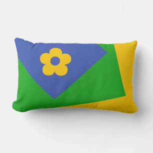 Only Colour Background - blue green + your ideas Lumbar Pillow