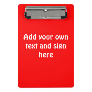 Only Colour Background - fire red + your ideas Mini Clipboard