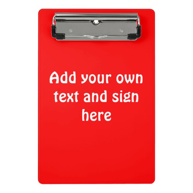 Only Colour Background - fire red + your ideas Mini Clipboard (Front)