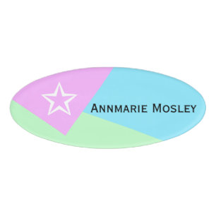 Only Colour Background - light mint pink Name Tag
