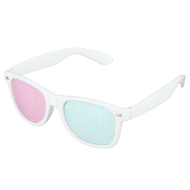 Only Colour Background - light pink & ice blue Retro Sunglasses (Angled)