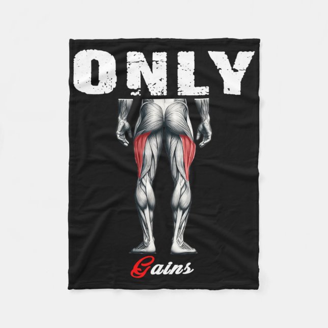 Only Gains Bodybuilding Workout Gym2  Fleece Blanket (Front)