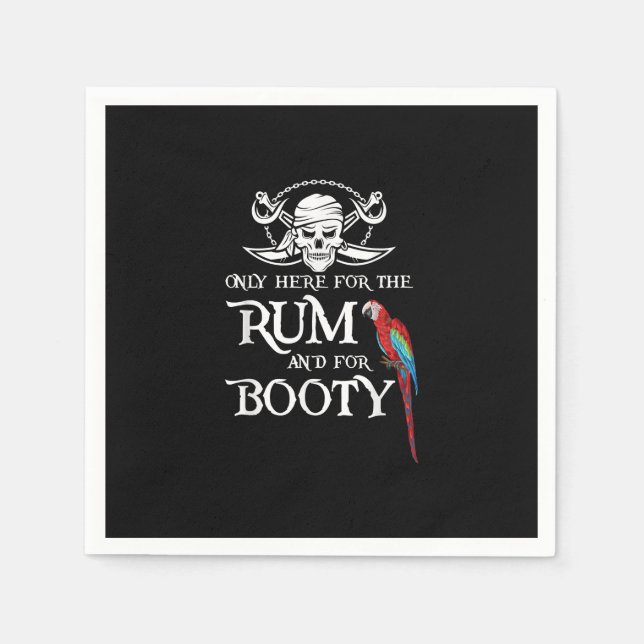 Only Here   Rum And  Booty Pirate & Parrot Pirate Napkin (Front)