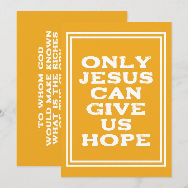 Only Jesus Can Give Us Hope Christian Message V2  Card (Front/Back)
