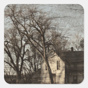Only Memories Remain, Abandoned Farm House Square Sticker