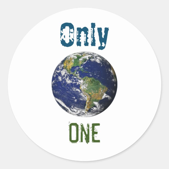 Only One Earth Climate Change Awareness Classic Round Sticker (Front)