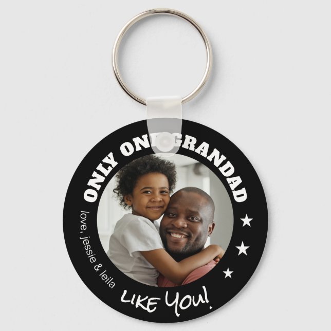 Only One Grandad Like You Photo Fathers Day Black Keychain (Front)