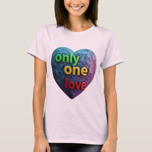 Only One Love – Reggae-Inspired Heart Art T-Shirt