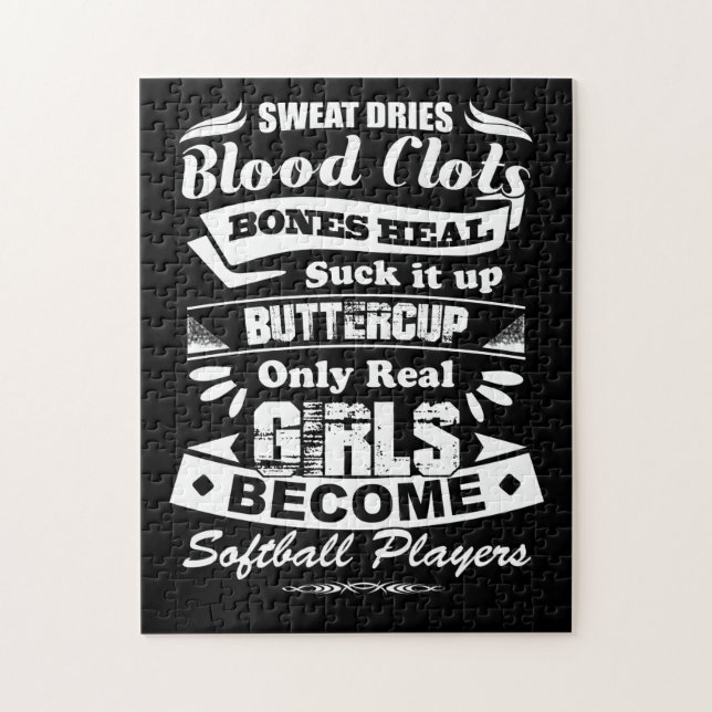 Only Real Girls Become Softball Player T Shirt Jigsaw Puzzle (Vertical)