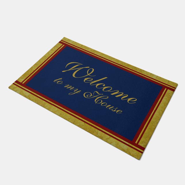 Only Stripes Frame gold red + your ideas Doormat (Angled)