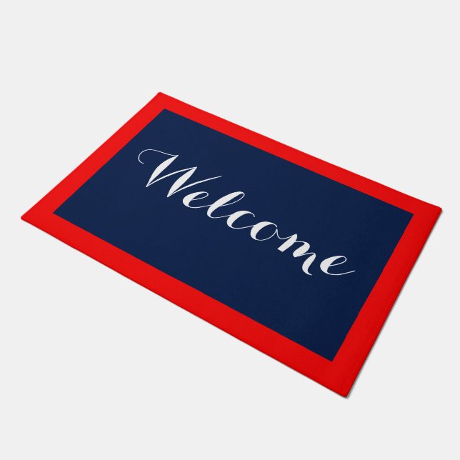 Only Stripes Frame red + your background & ideas Doormat (Angled)