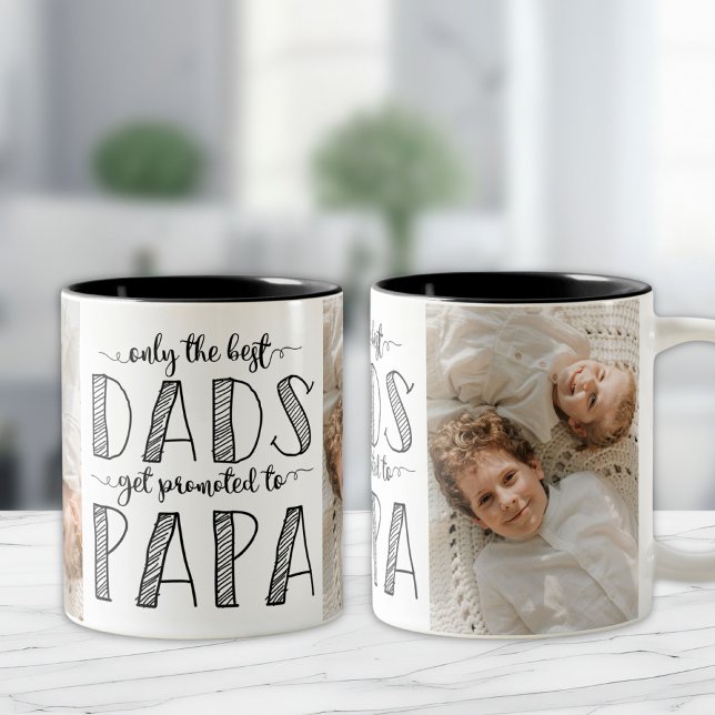 Only The Best Dads Get Promoted to Papa Two-Tone Coffee Mug (Creator Uploaded)