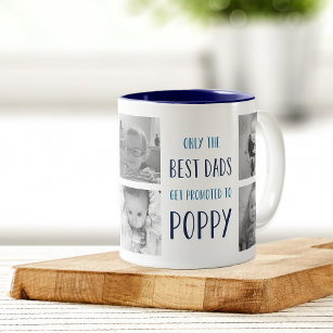 Only the Best Dads Get Promoted to Poppy Photo Two-Tone Coffee Mug
