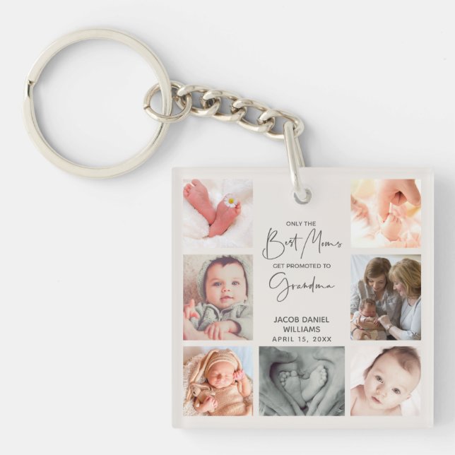 Only the Best Moms Get Promoted to Grandma 8 Photo Keychain (Front)