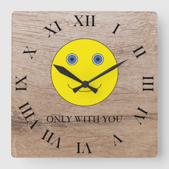 Only with you square wall clock (Front)