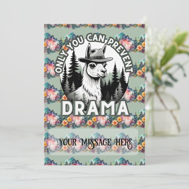 Only You Can Prevent Drama Lama Forest Holiday Card (Standing Front)