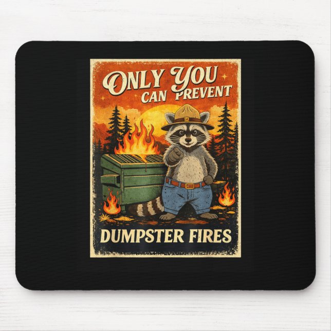 Only you can prevent dumpster fires funny raccoon  mouse pad (Front)