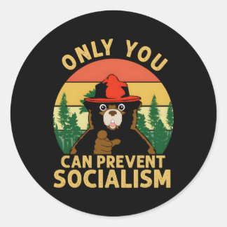 Only You Can Prevent Socialism Bear Camg Anti Classic Round Sticker