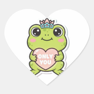 Only You Frog Sticker Cute Frog With Glowing Heart