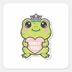 Only You Frog Sticker Cute Frog With Glowing Heart