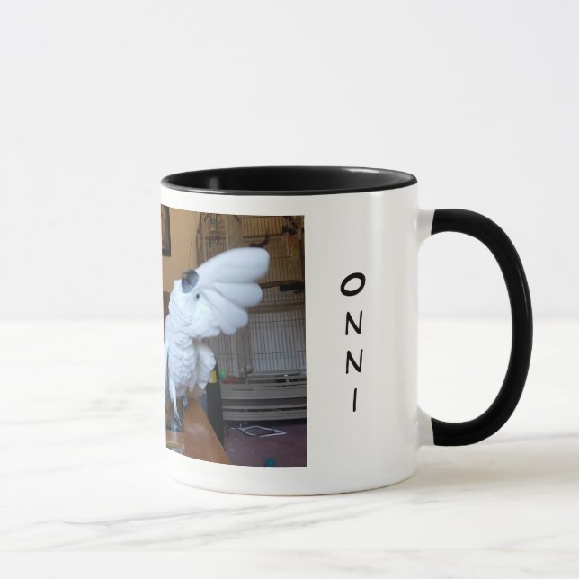 Onni the tap dancing stomping cockatoo mug (Right)